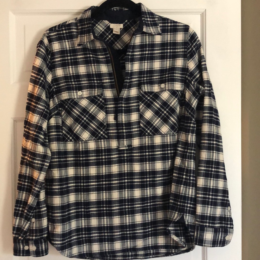 J.Crew Factory zip up plaid flannel shirt